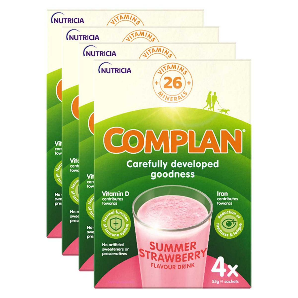Complan Strawberry Flavour Nutritional Drink 4 X Sachets - 16 Sachets, 55g