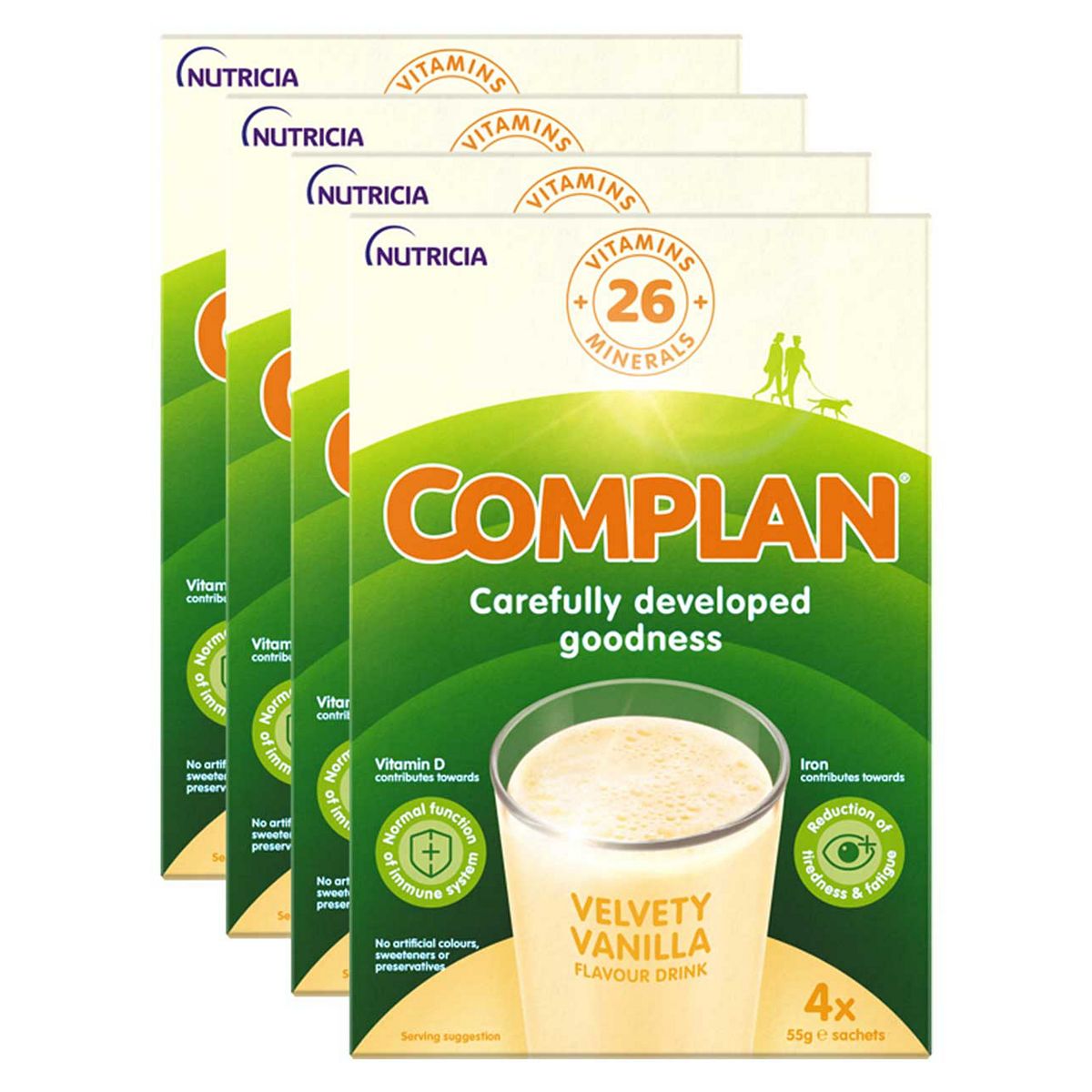 Complan Vanilla Flavour Nutritonal Drink - 4 Packs (16 X 55G Sachets)