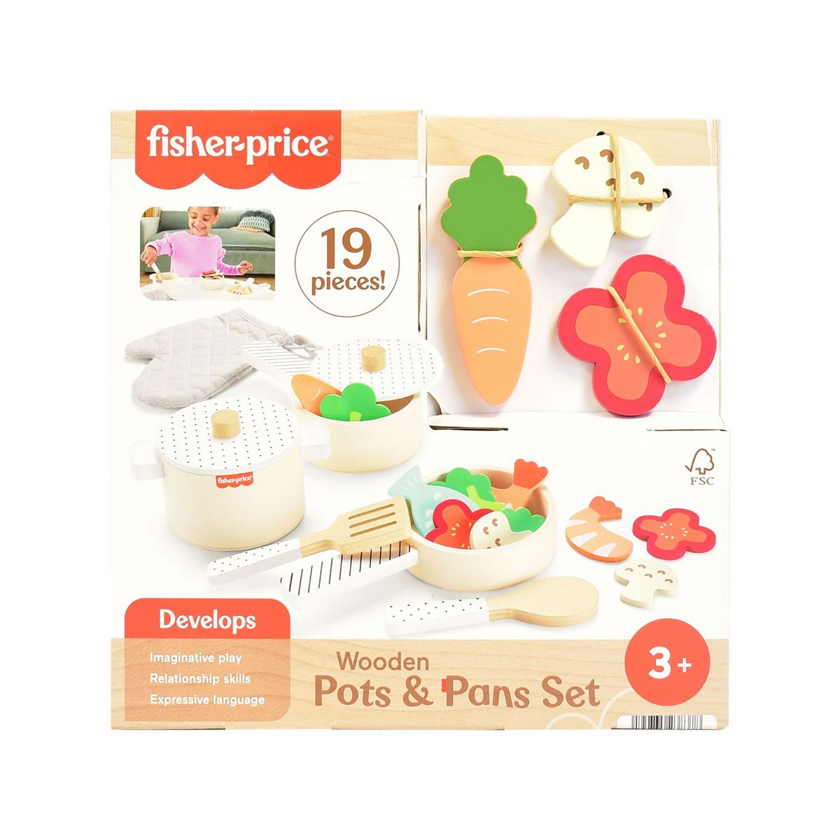 Fisher Price Wooden Pots And Pans Set
