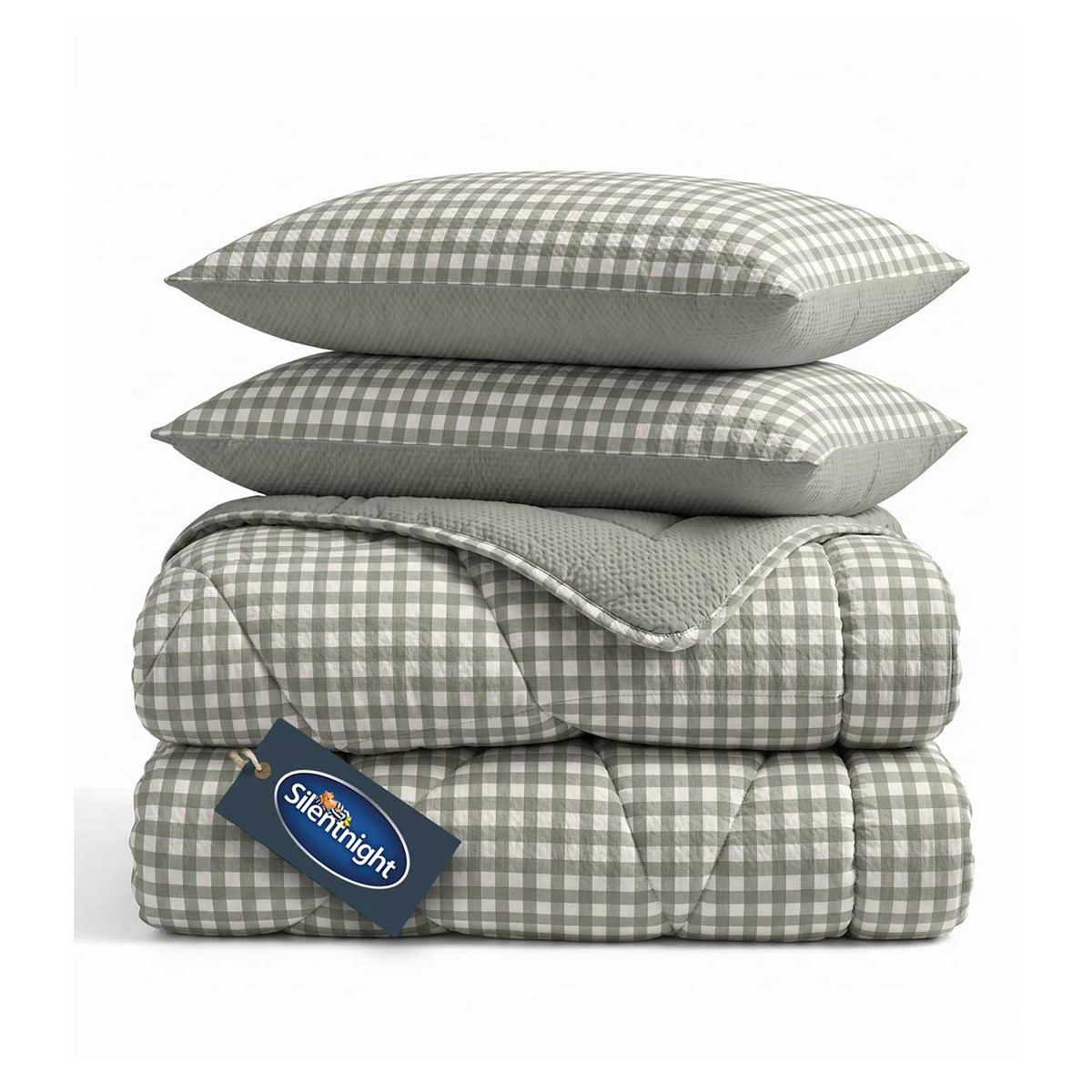 Silentnight Summer Breeze Coverless Duvet Super King 4.5 Tog Sage Gingham