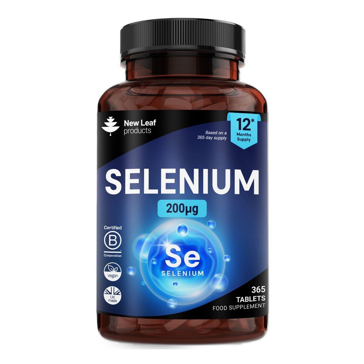 New Leaf Selenium Tablets 200Μg Per Serving Thyroid & Immune Support Vegan 365
