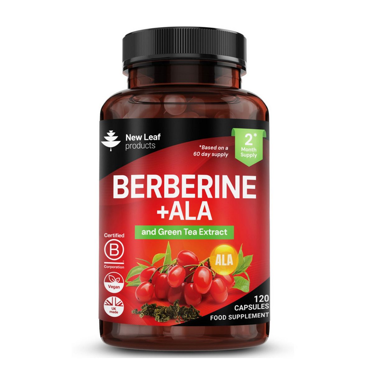 New Leaf Berberine And Ala Capsules With Green Tea Extract Vegan 120