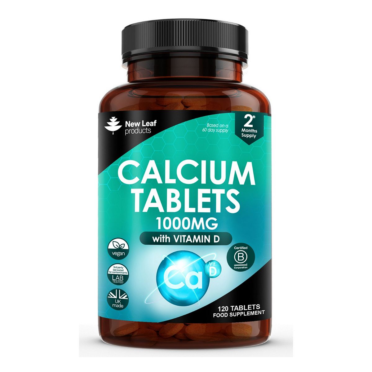 New Leaf Calcium Tablets & Vitamin D3, High Strength 1000Mg P/s 120