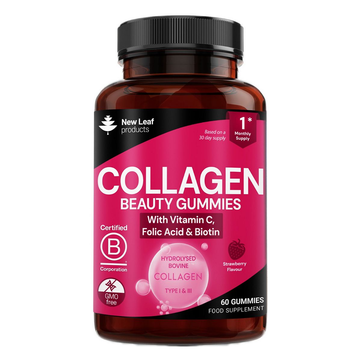 New Leaf Collagen Gummies With Vitamin C, Folic Acid & Biotin Marine 60