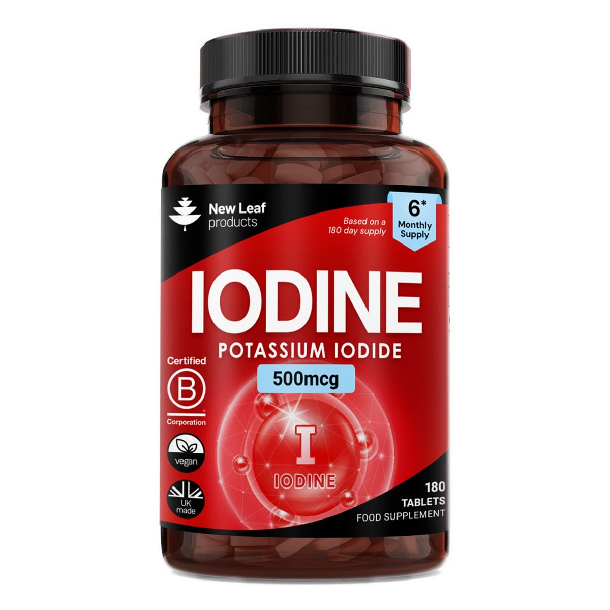 New Leaf Iodine Tablets 100% Ri Vegan High Strength Potassium Supplements 180