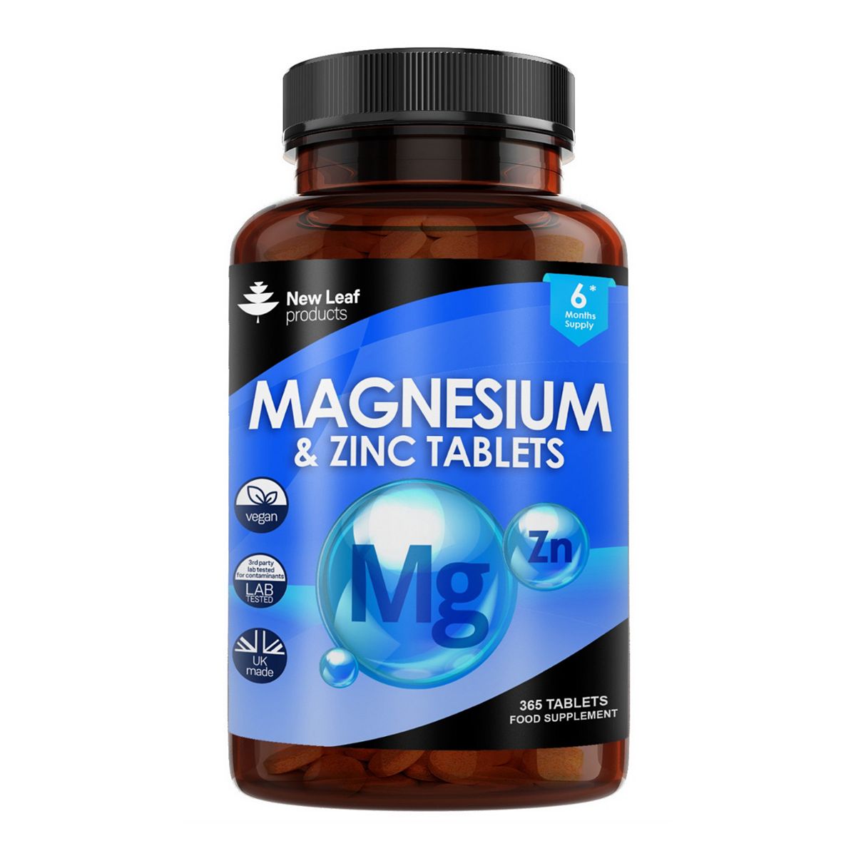 New Leaf Magnesium & Zinc Supplements 516Mg Sleep Fatigue Bone Uk Made 365 Tablets