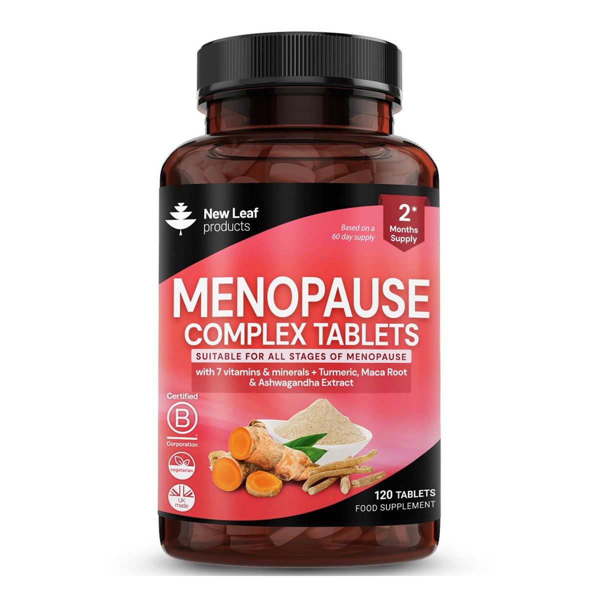 New Leaf Menopause Tablets Peri Menopausal Hormonal Support Hot Flushes Fatigue 120