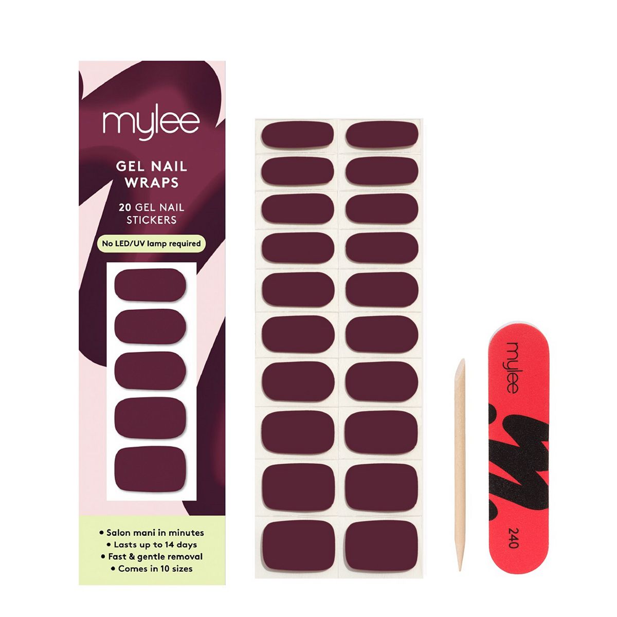 Mylee Gel Nail Wraps Cherry Noir 20S