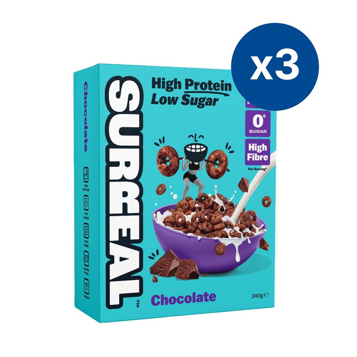 Surreal High Protein Low Sugar Chocolate Cereal X3 Bundle