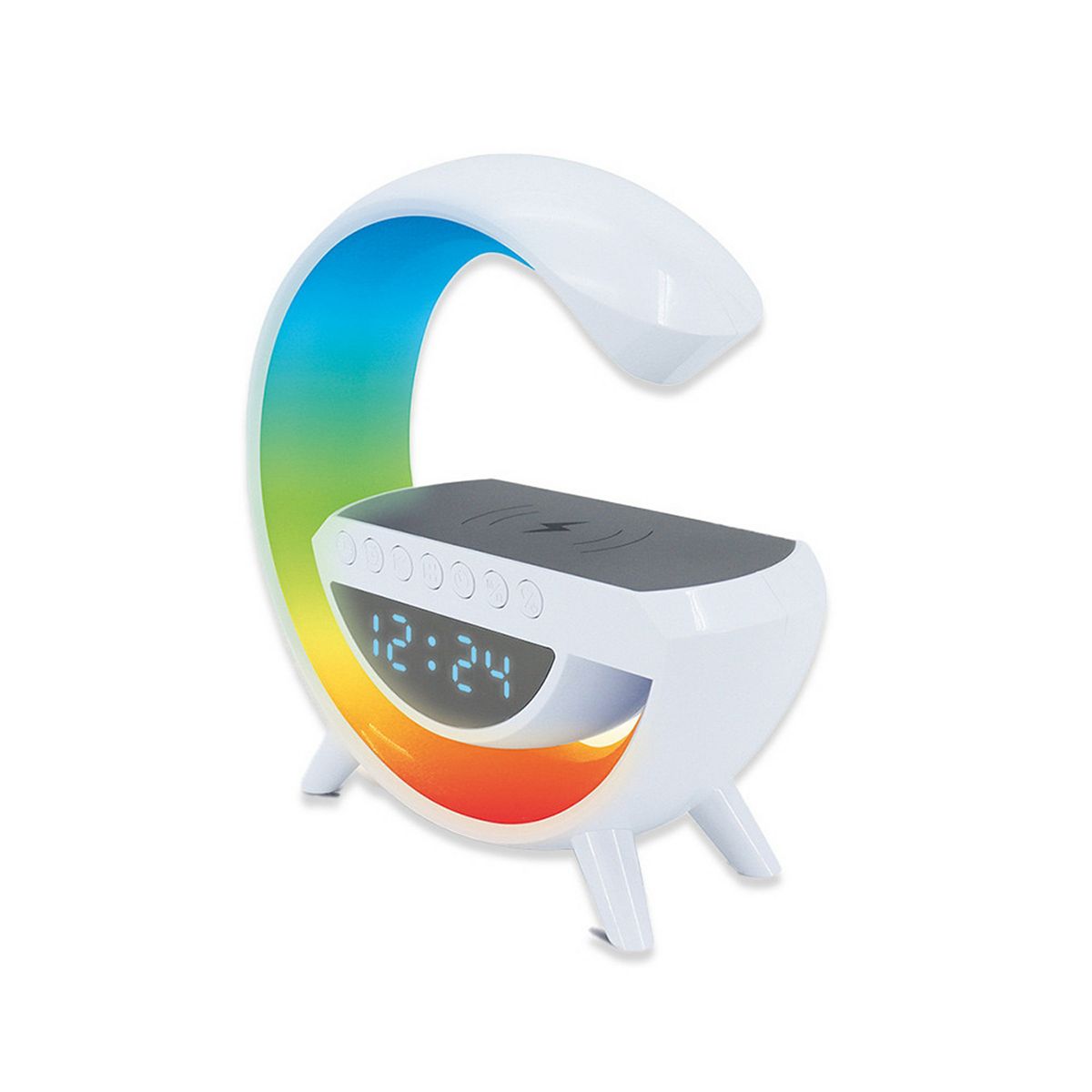 Red5 Light Up Wireless Alarm Clock Speaker White, White - Image 3