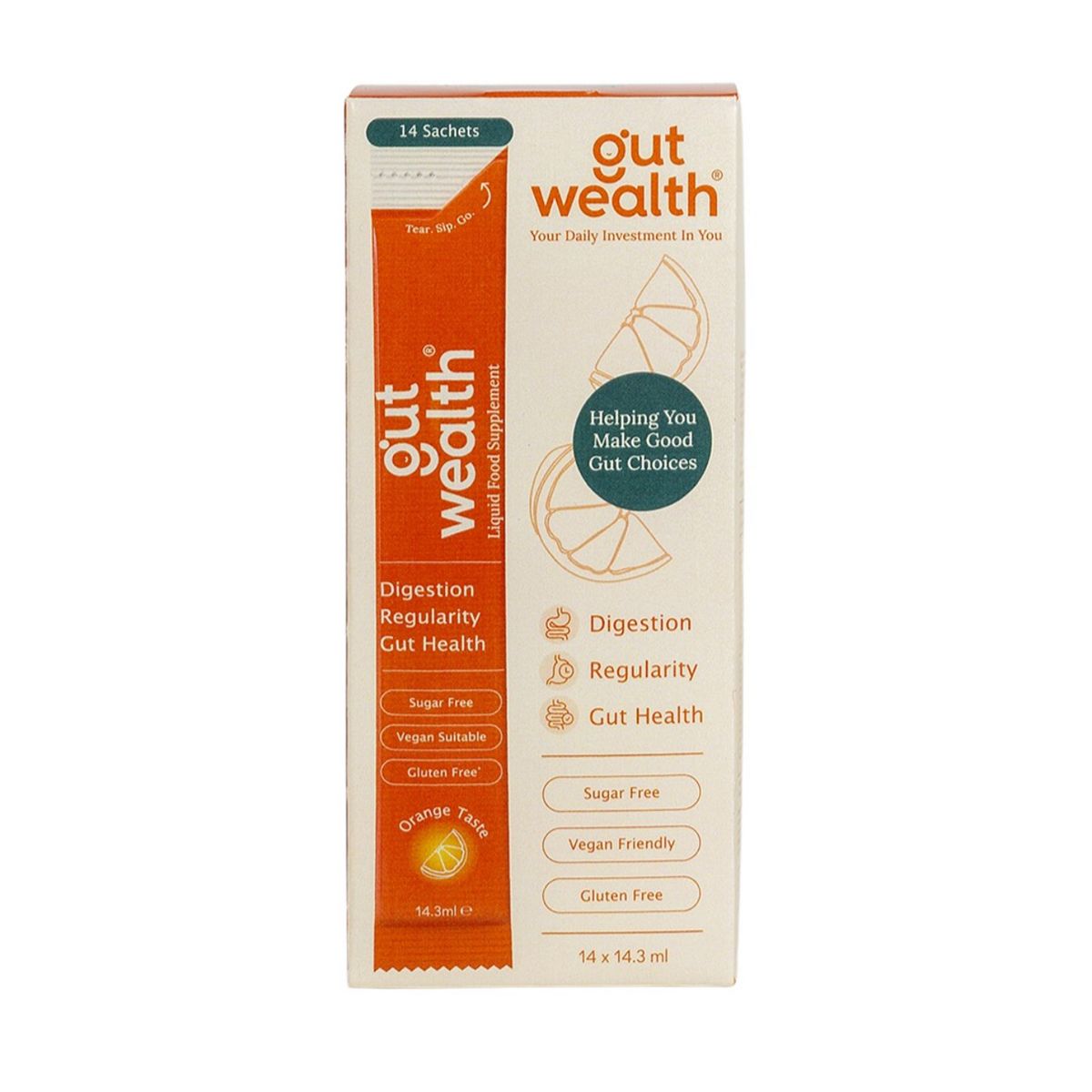 Gut Wealth Daily Liquid Food Supplement 14 X 14.3Ml Sachets, 143ml