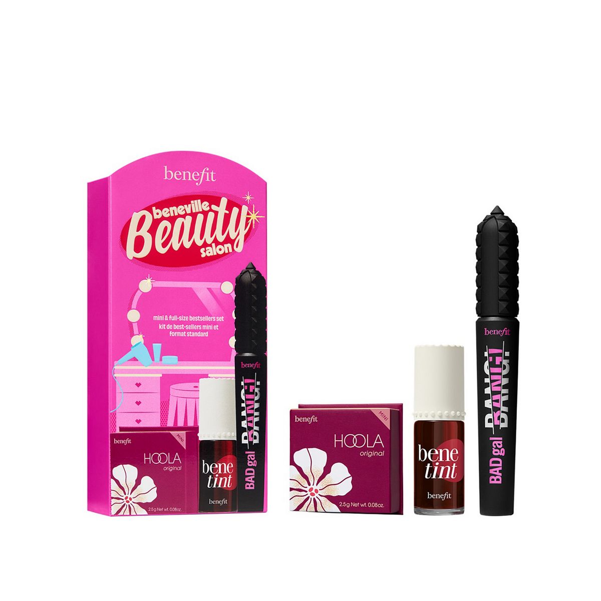 Benefit Beneville Beauty Salon Badgal Bang Mascara Benetint Stain & Hoola Bronzer Makeup Gift Set