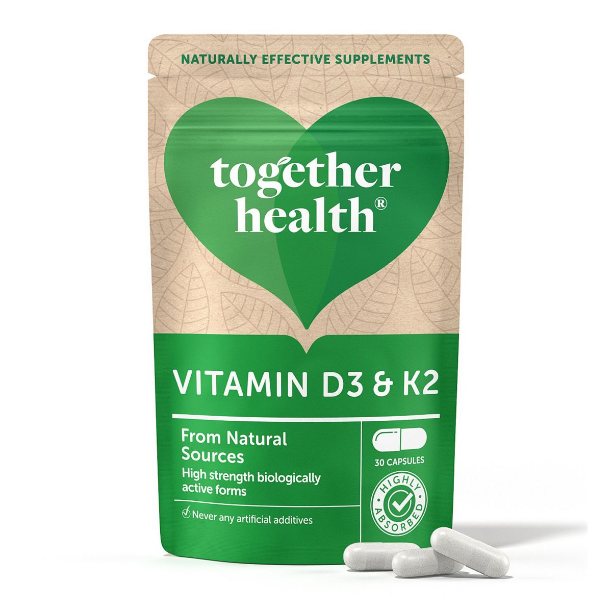Together Health Vitamin D3 & K2 Plant Based 30 Capsules