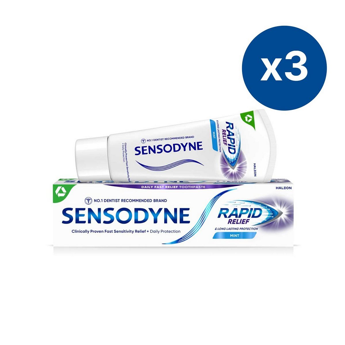 Sensodyne Rapid Relief Mint Toothpaste 3X75Ml Bundle
