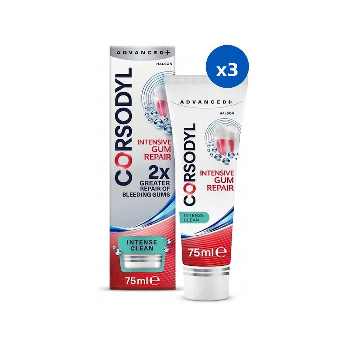 Corsodyl Intensive Gum Repair Intense Clean 3X75Ml Bundle