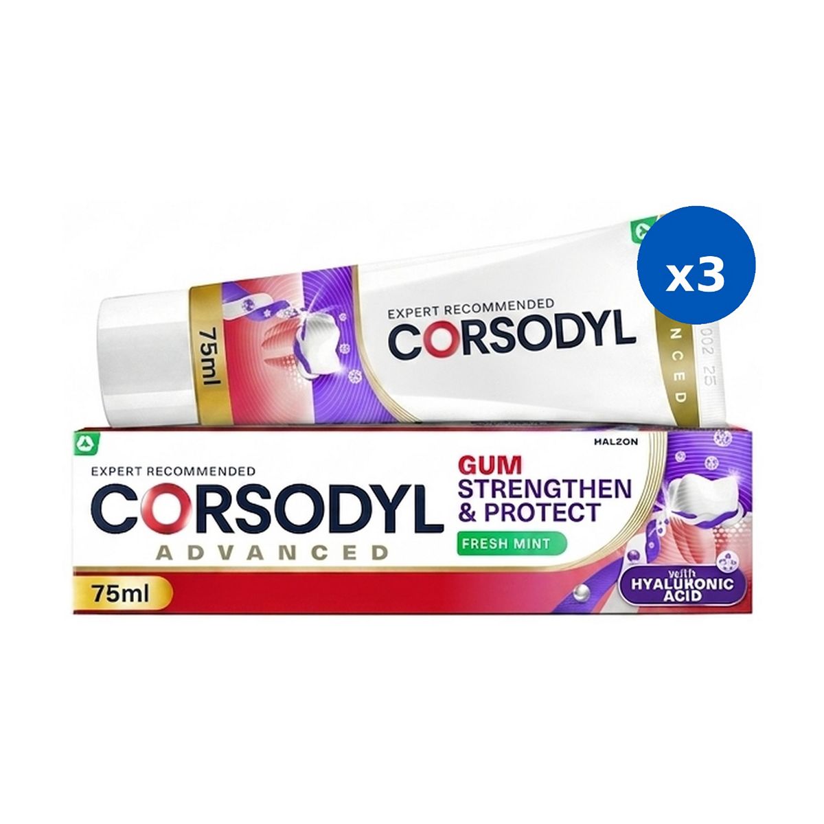 Corsodyl Gum Strengthen & Protect Mint Toothpaste 3X75Ml Bundle