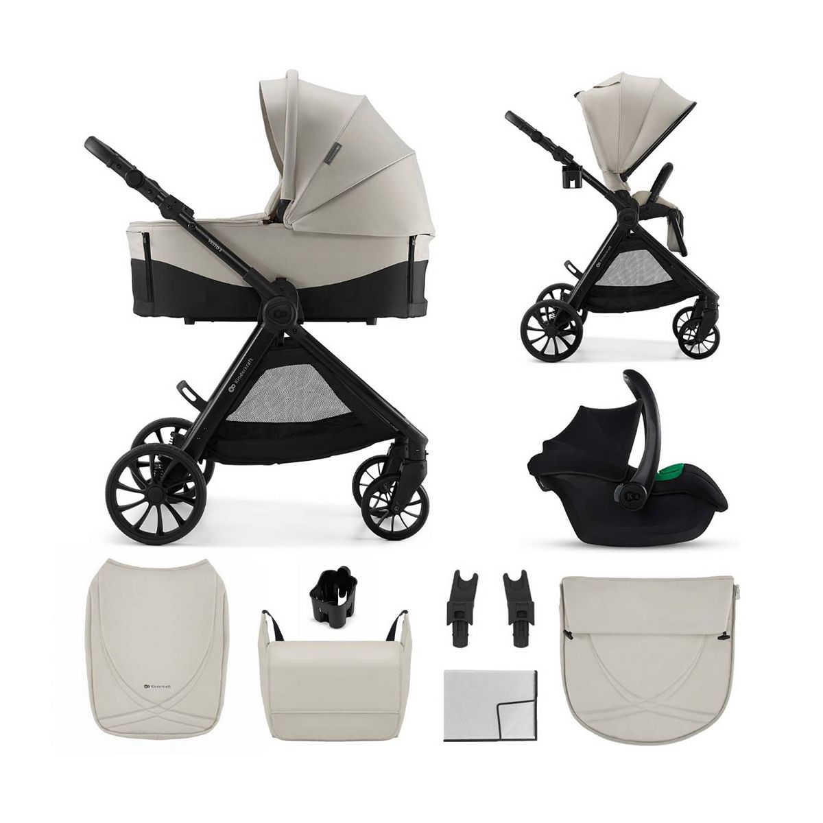 Kinderkraft Vesto2 3 In 1 Travel System Beige