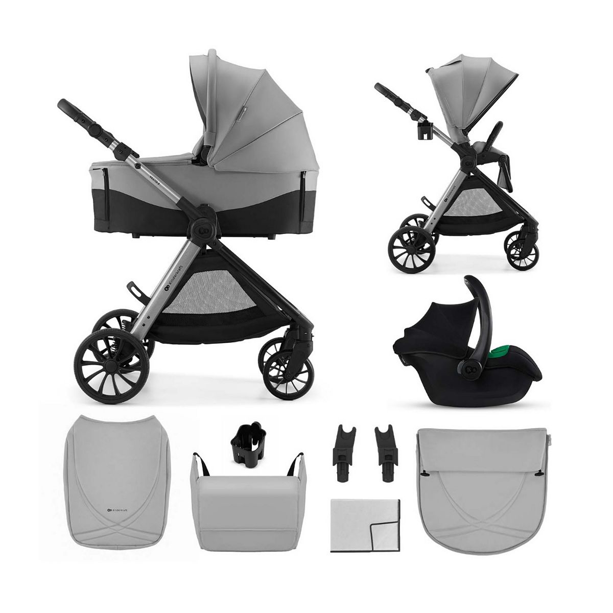 Kinderkraft Vesto2 3 In 1 Travel System Grey