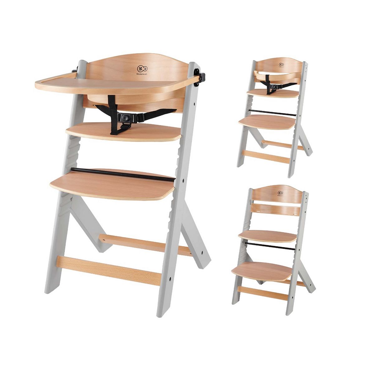 Kinderkraft Wooden High Chair Enock Natural Grey