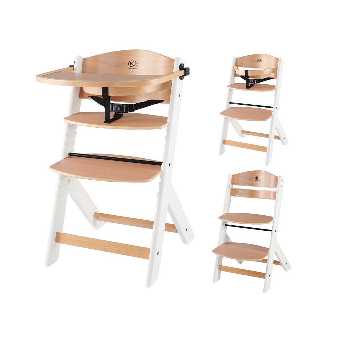 Kinderkraft Wooden High Chair Enock Natural White