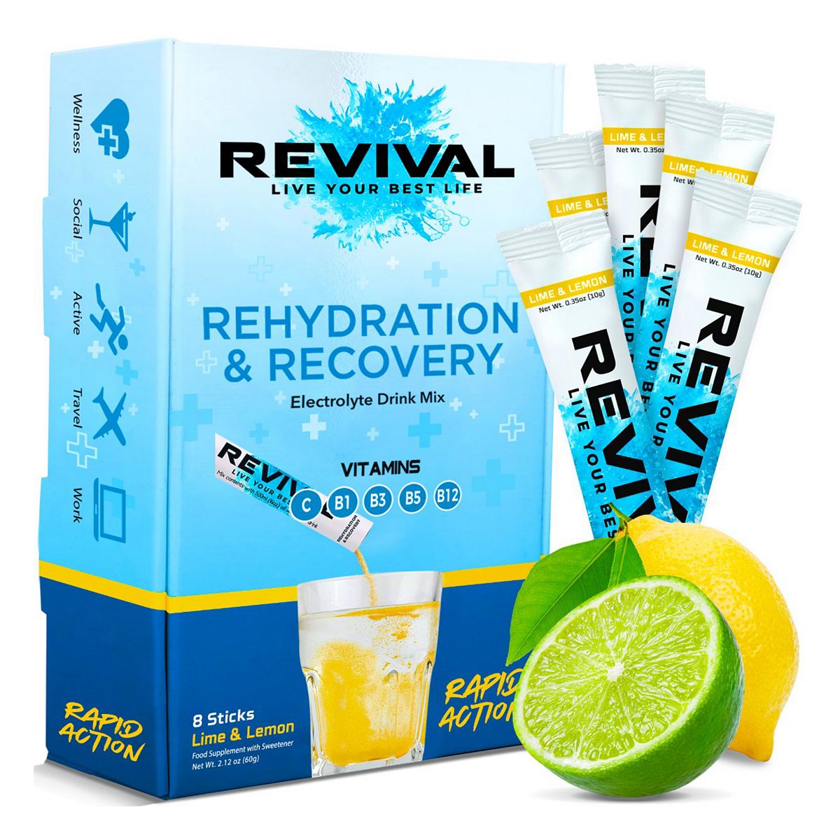 Rehydration & Recovery Electrolyte Drink Lemon & Lime - Lemon & Lime x 8 Pack