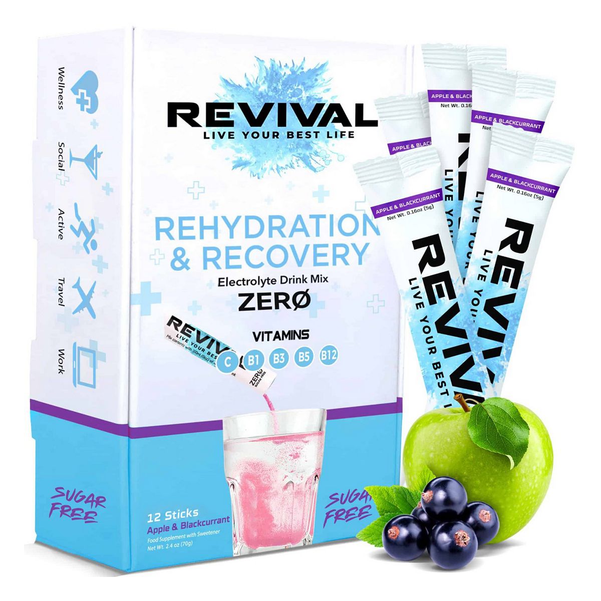 Rehydration & Recovery ZERO Electrolyte Drink Apple Blackcurrant - ZERO Apple Blackcurrant x 12 Pack