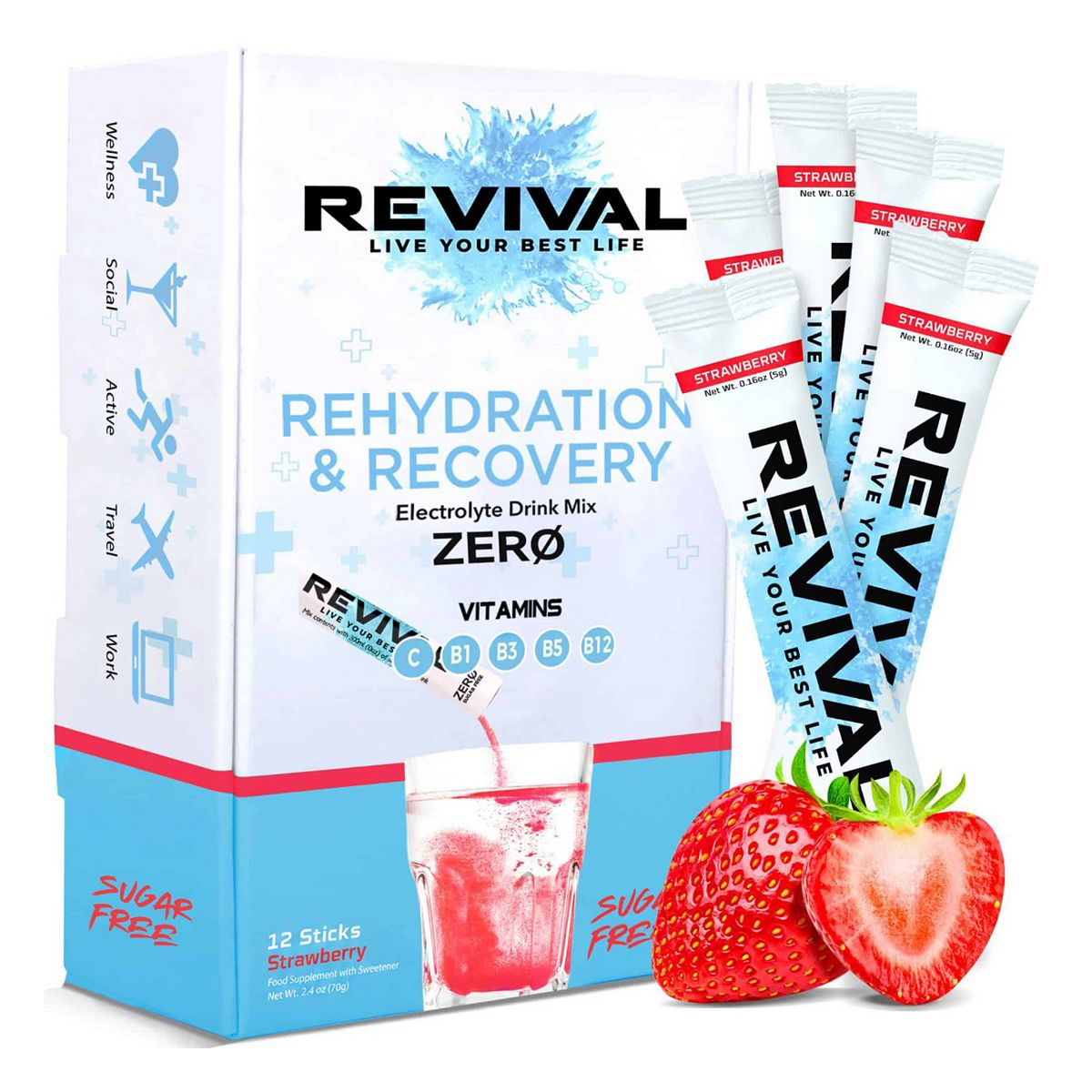 Rehydration & Recovery ZERO Electrolyte Drink Strawberry - ZERO Strawberry x 12 Pack