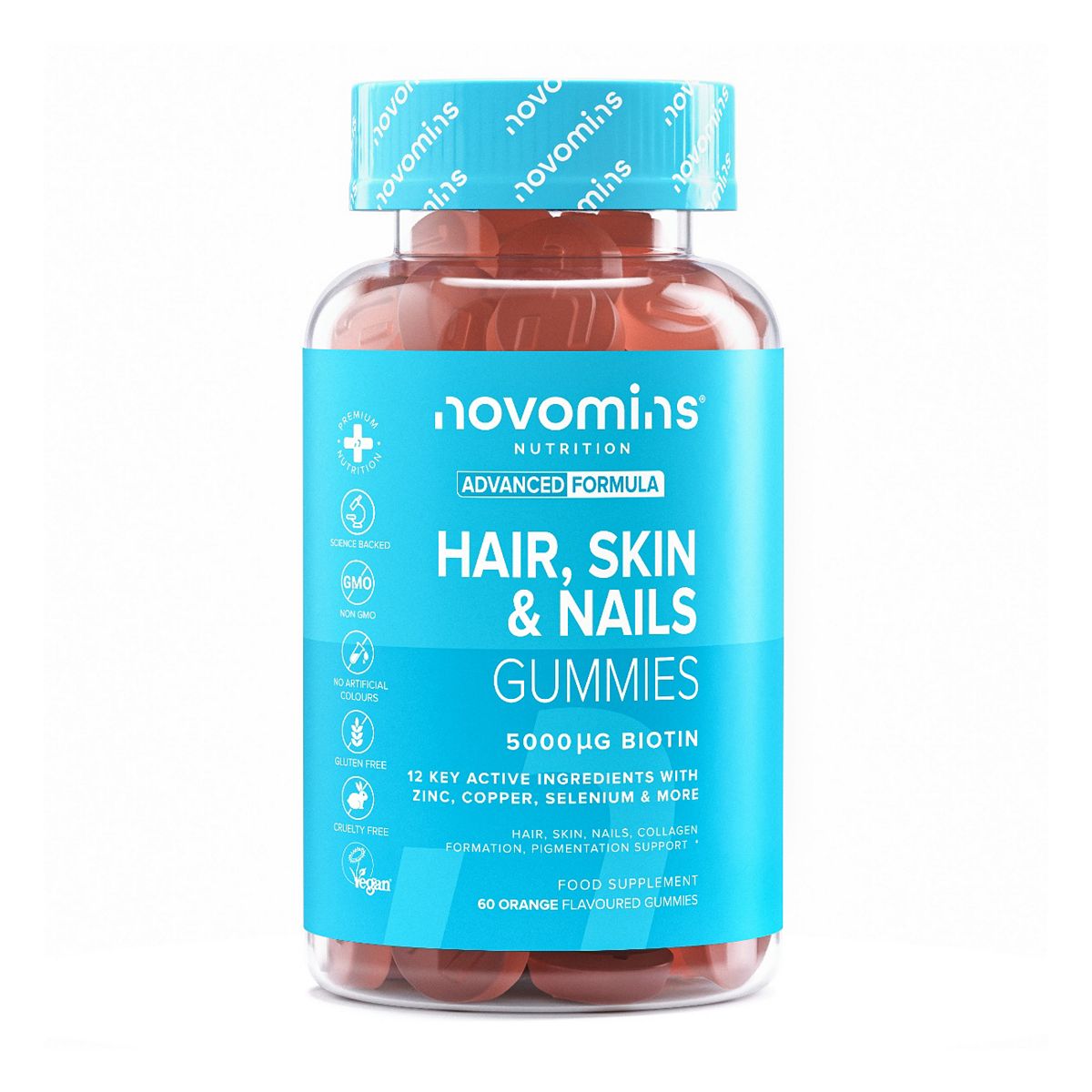 Novomins Hair, Skin & Nail 60 Gummies