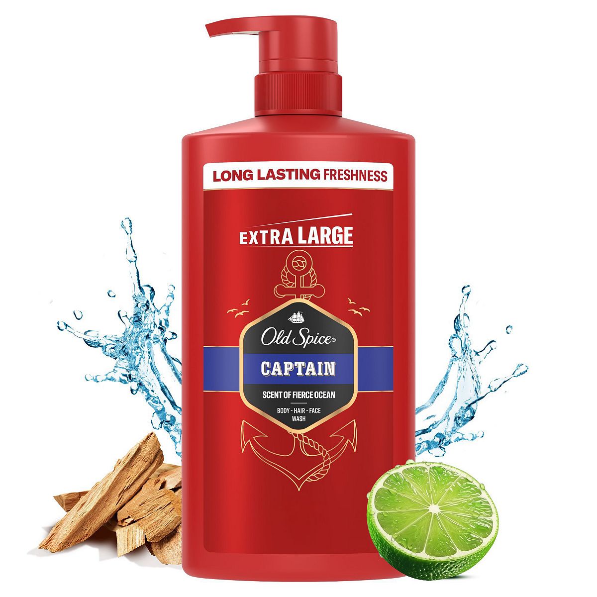 Old Spice Captain Men's 3-In-1 Wash, Shower Gel & Shampoo 800ml