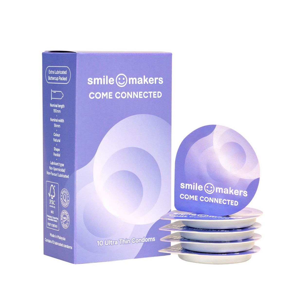 Smile Makers Come Connected, Extra Lubricated Condoms, 10 Foils