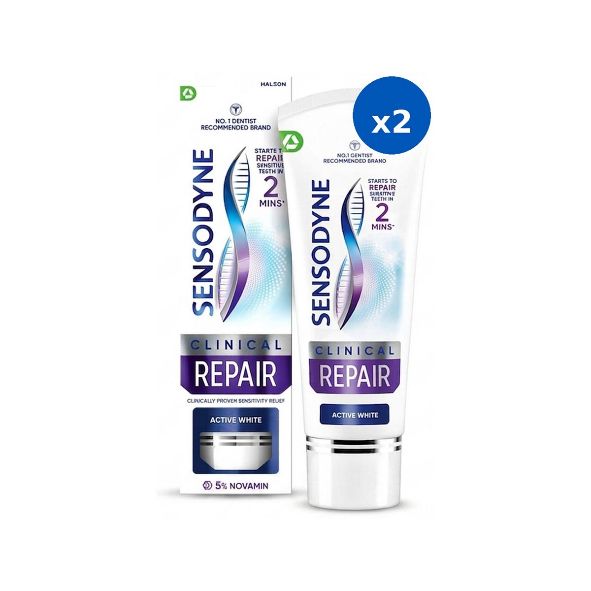 Sensodyne Clinical Repair Active White Toothpaste 2X75Ml Bundle