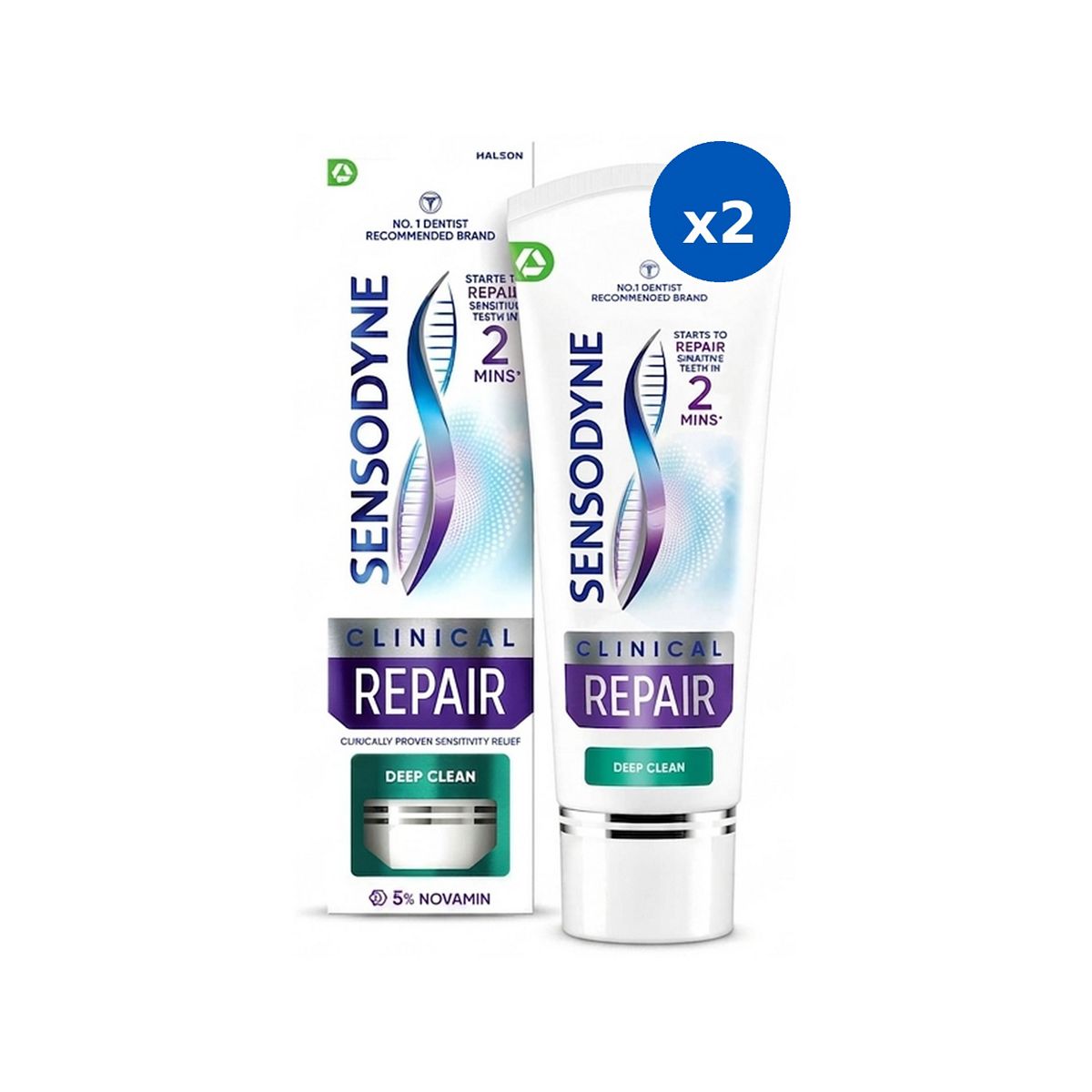 Sensodyne Clinical Repair Deep Clean Toothpaste 2X75Ml Bundle
