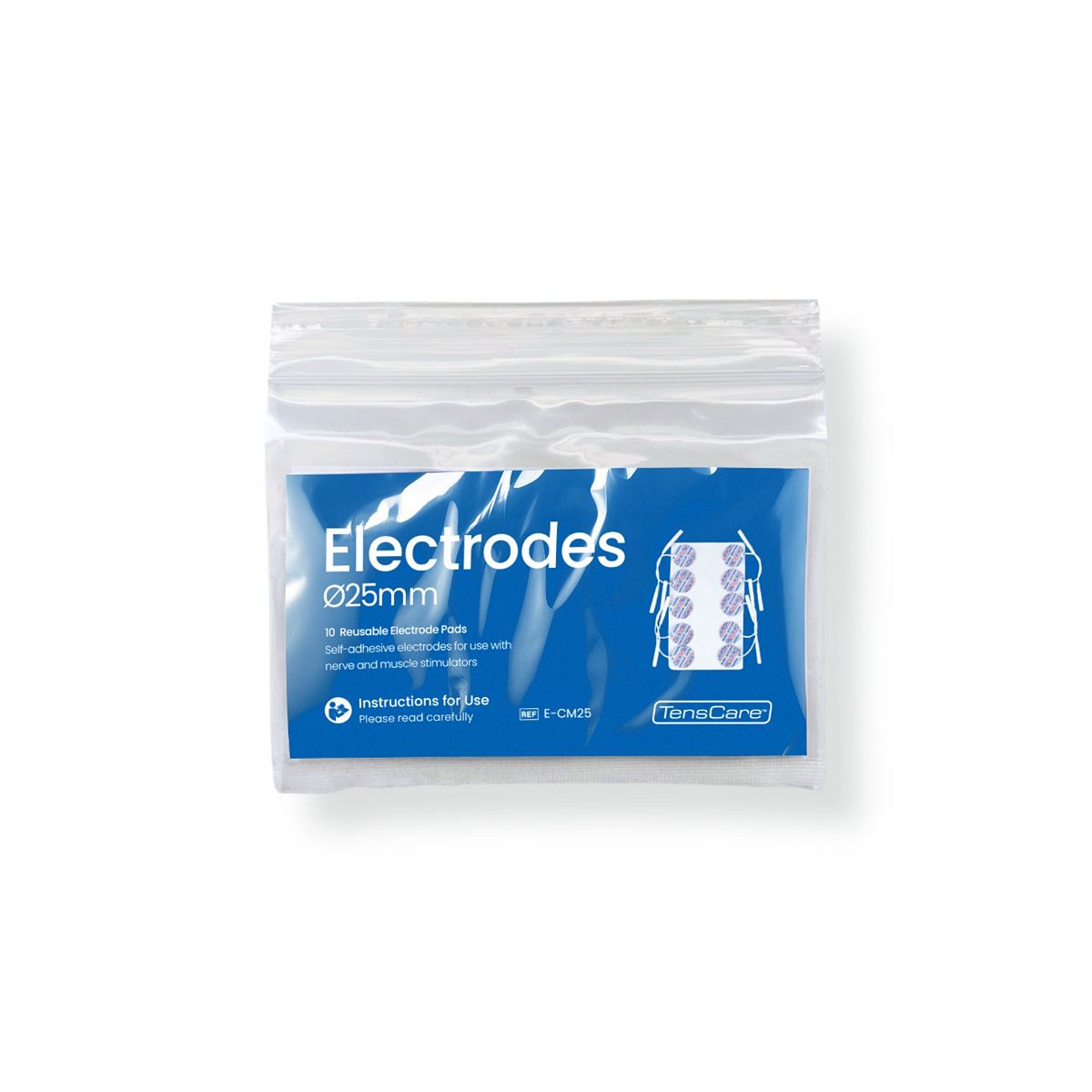 Tenscare Circle Electrode Pads 25Mm Pack Contains 10