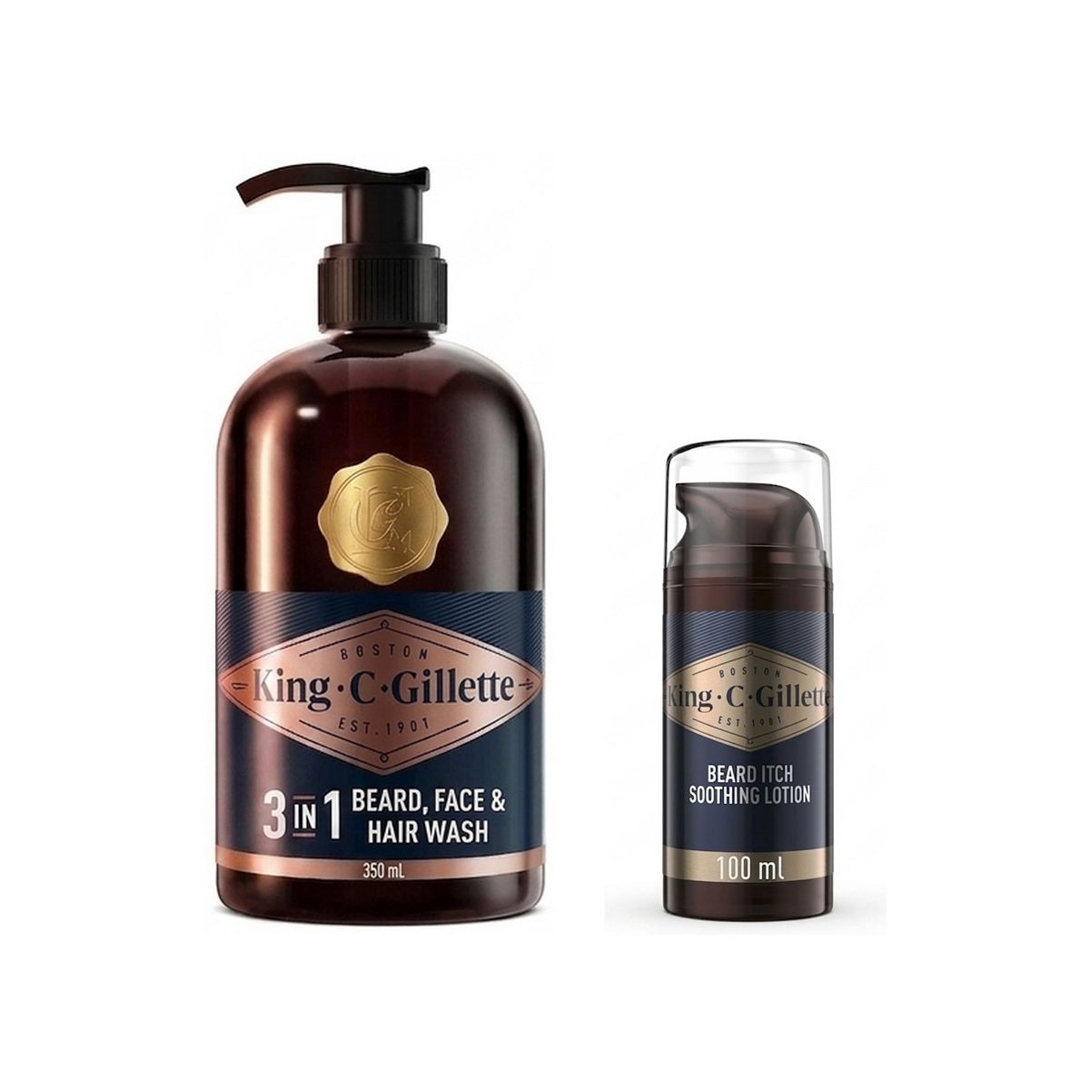 Gillette King C. Beard And Face Wash 350Ml & Itch Soothing Lotion Bundle