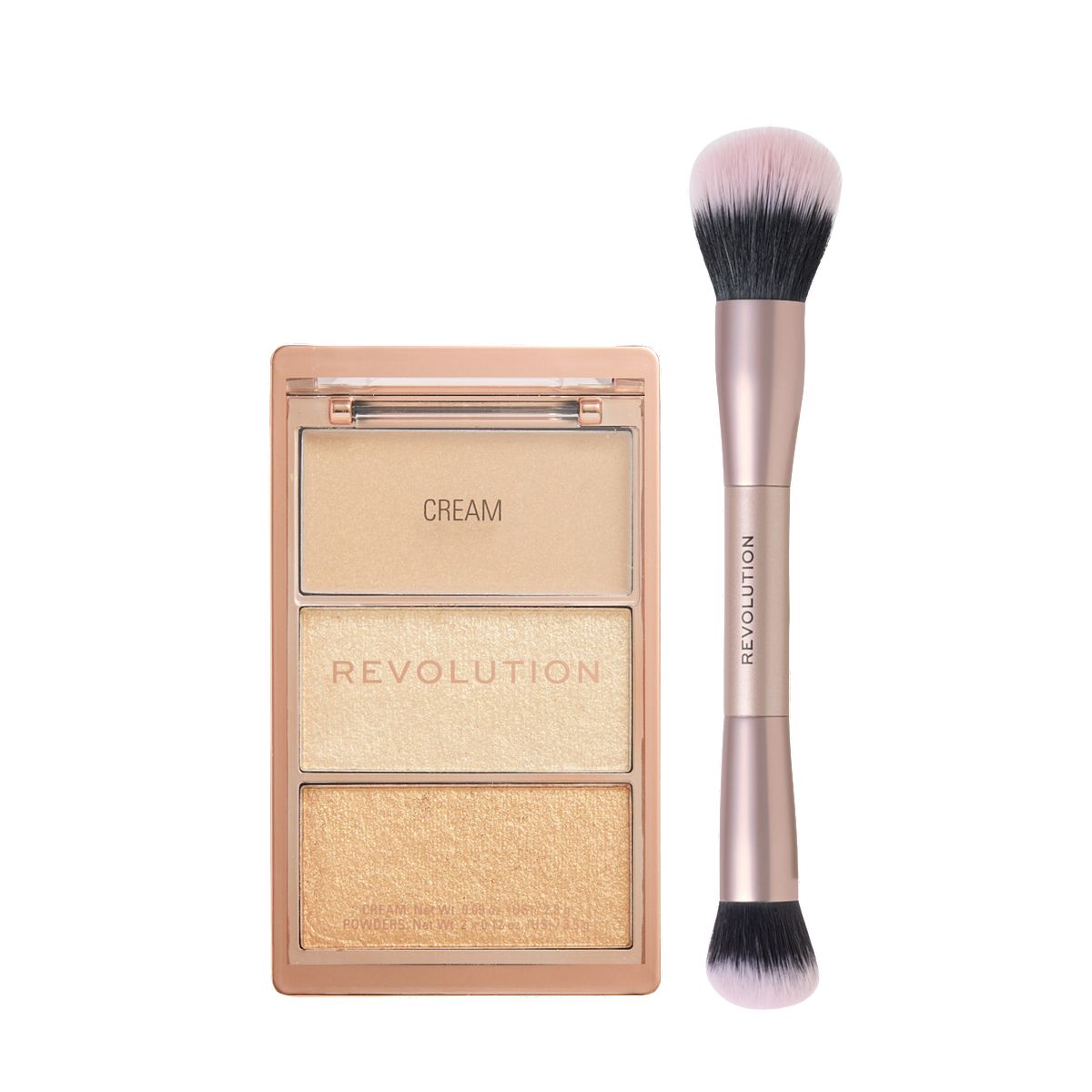 Revolution Beauty Revolution Icon Highlight & Brush Set Rose Gold