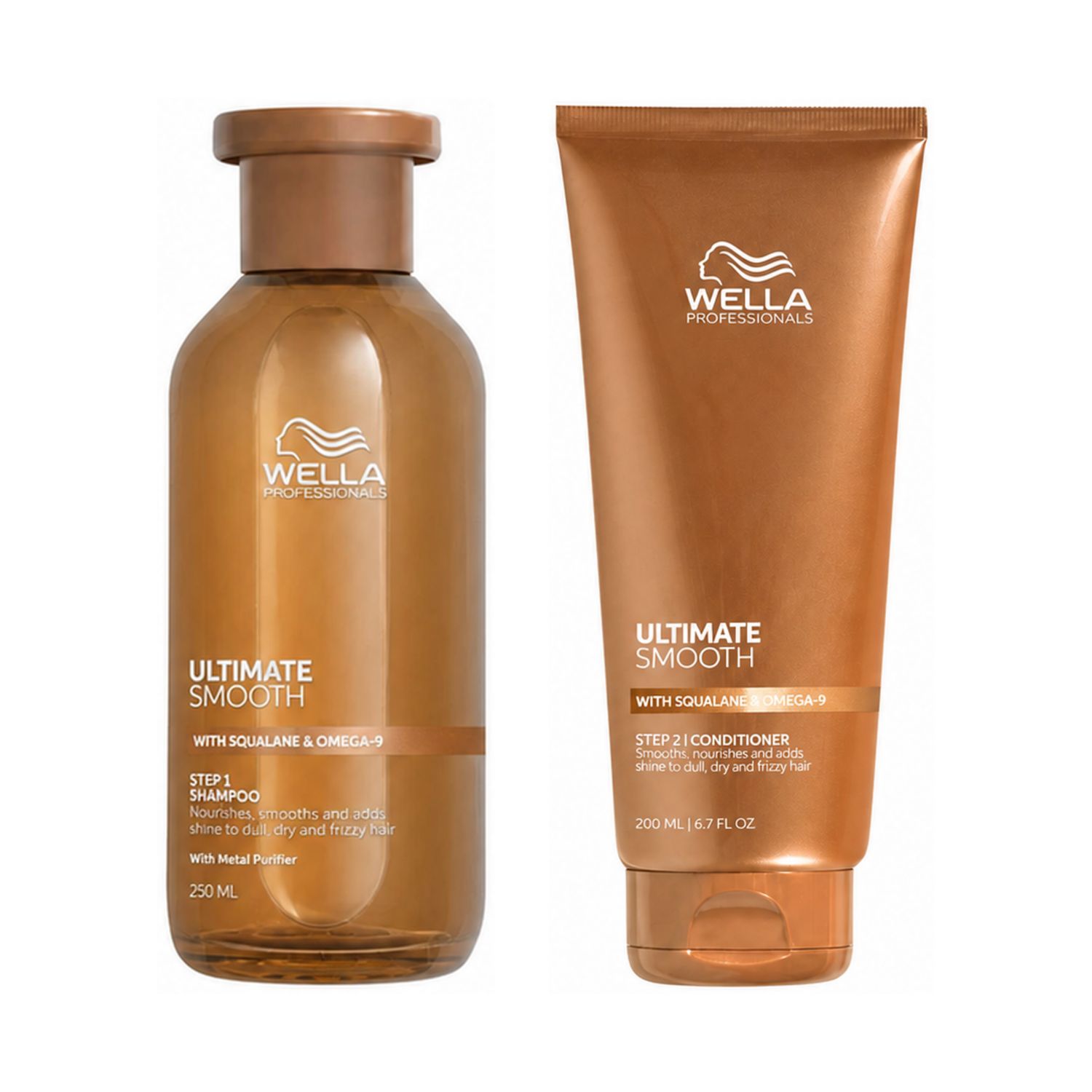 Wella Professionals Wella Ultimate Smooth Shampoo 250 ml And Ultimate Smooth Conditioner 200 ml Bundle, 250ml