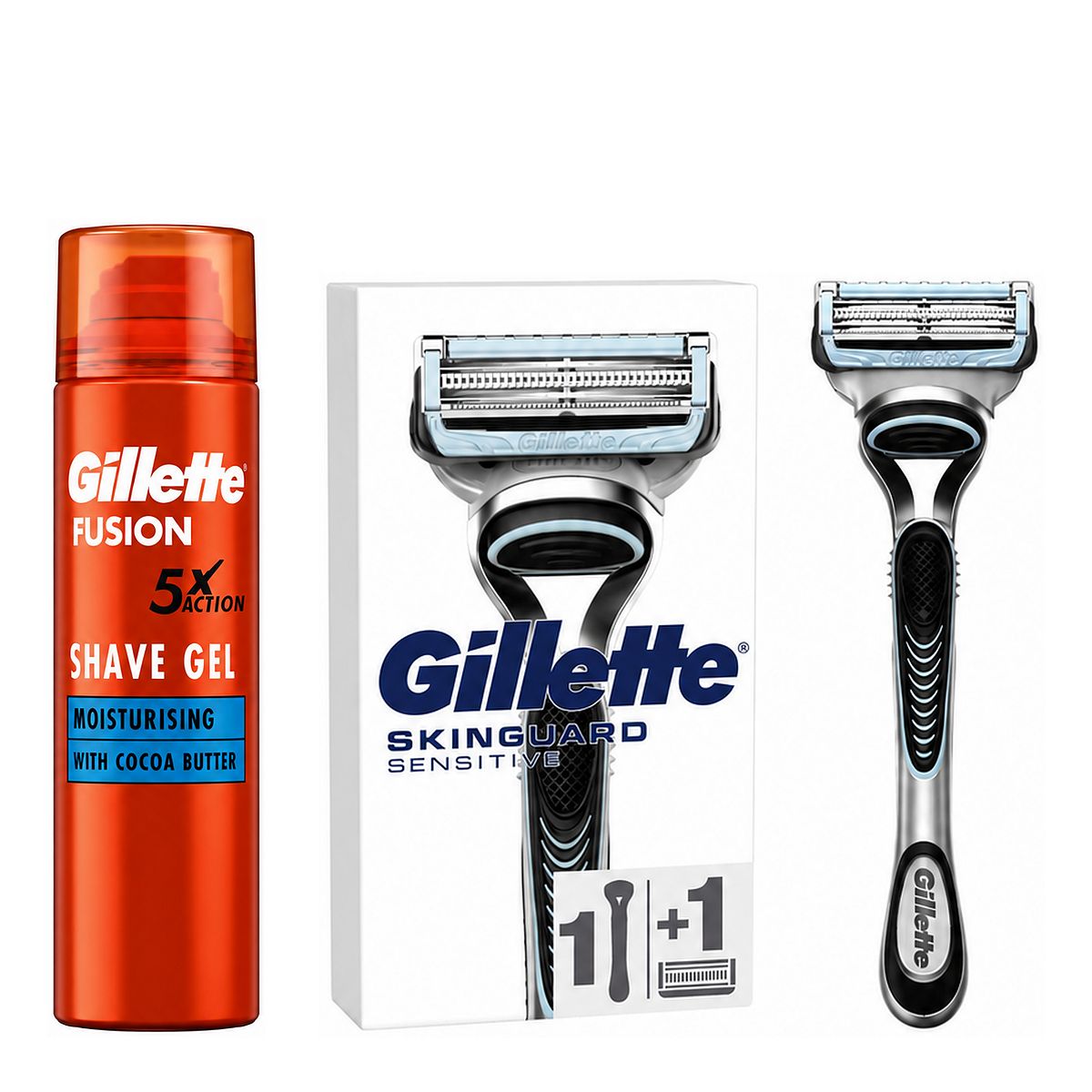 Gillette Skinguard Razor And Fusion Shave Gel Bundle