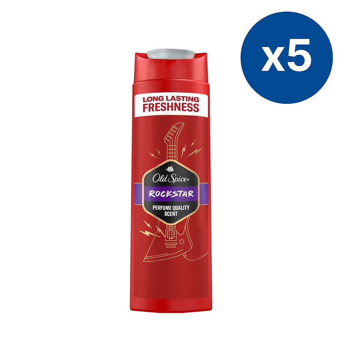 Old Spice Rockstar Hair & Body Shower Gel X5 Bundle