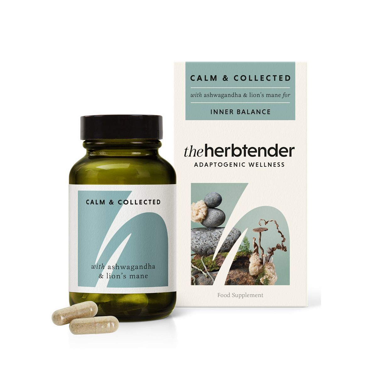 The Herbtender Calm & Collected | Herbal Stress & Relaxation Support Supplement – 60 Capsules