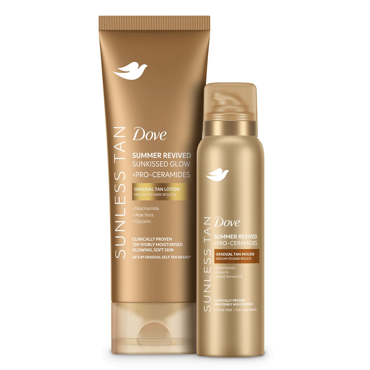 Dove Gradual Self Tan Dark Mousse And Lotion Bundle