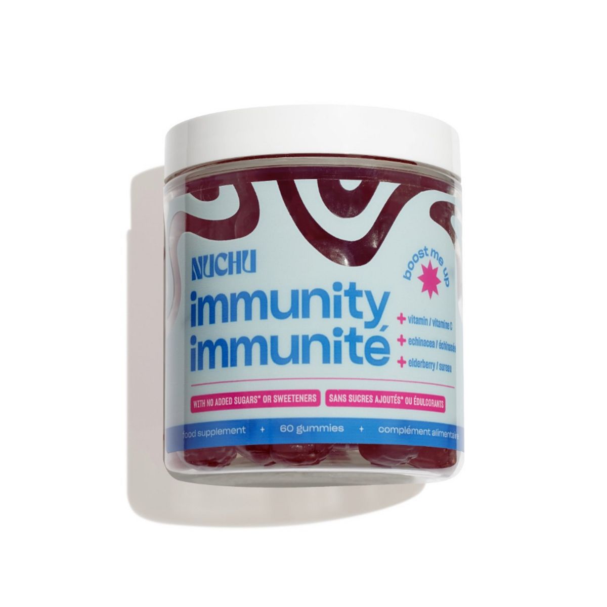 Nuchu Immunity Gummies - Elderberry & Echinacea Raspberry 60S