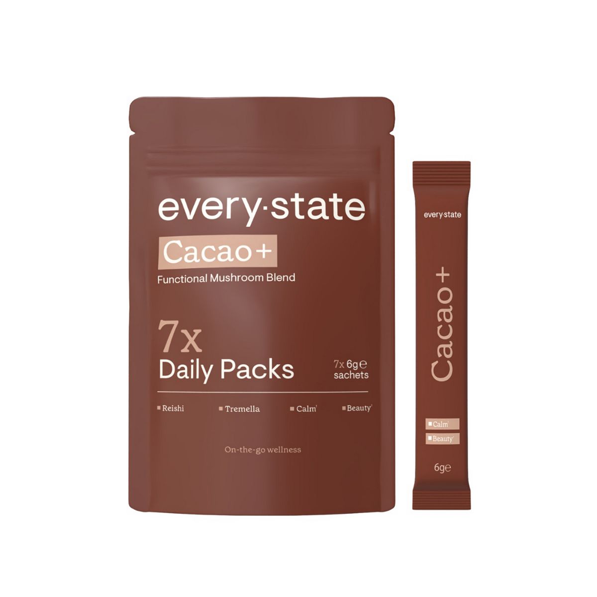 Everystate Cacao + Mushroom Super Blend 7-Day Ritual Pack 7 X 6G Sachets