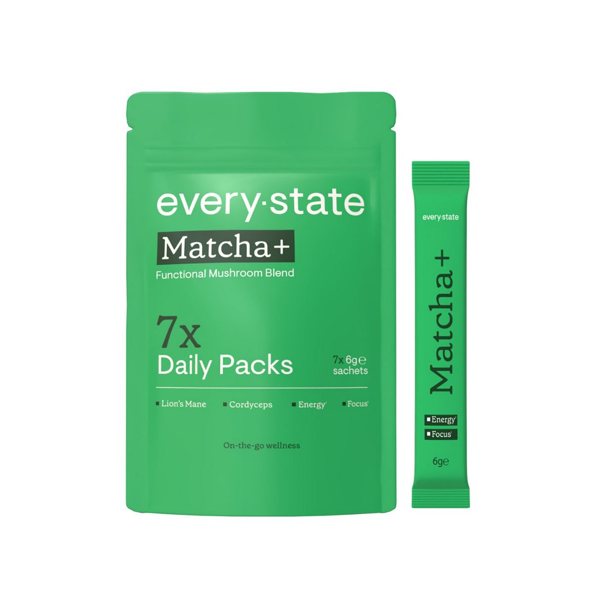 Everystate Matcha + Mushroom Super Blend 7-Day Ritual Pack 7 X 6G Sachets