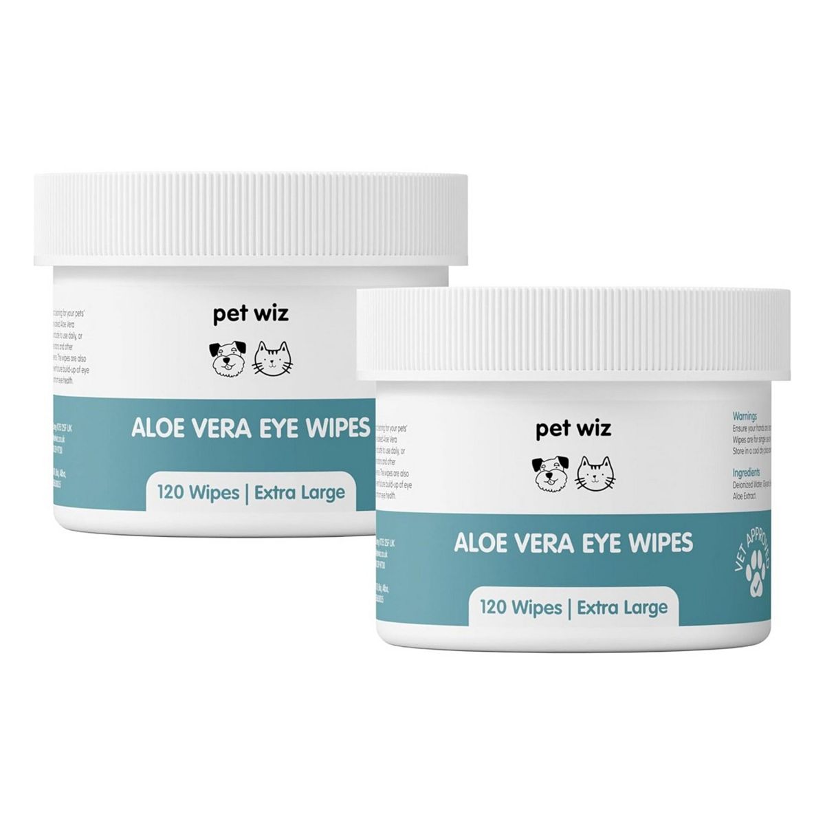 Pet Wiz Aloe Vera Eye Wipes Extra Large 2 X 120