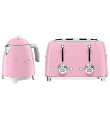 Smeg 50's Mini 0.8L Electric Kettle And 4 Slice Toaster Gloss Pink - Boots