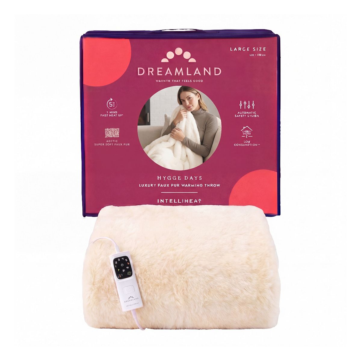 Dreamland Hygge Days Luxury Faux Fur Warming Throw Arctic Fox
