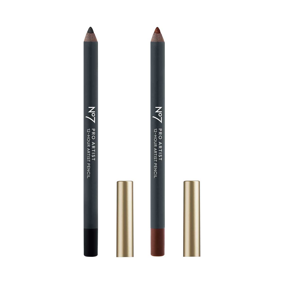 No7 Pro Artist 12 Hour Pencil Noir Black & Noisette Brown Bundle