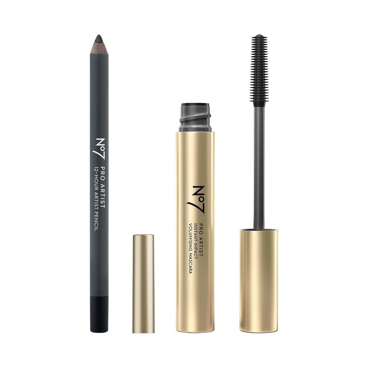 No7 Pro Artist 12 Hour Pencil Noir Black & Volumising Mascara Bundle