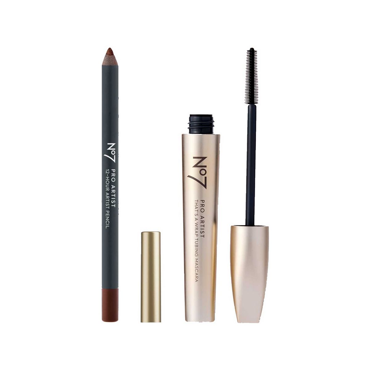 No7 Pro Artist 12 Hour Pencil Noir Black & That’s A Wrap Tubing Mascara Bundle