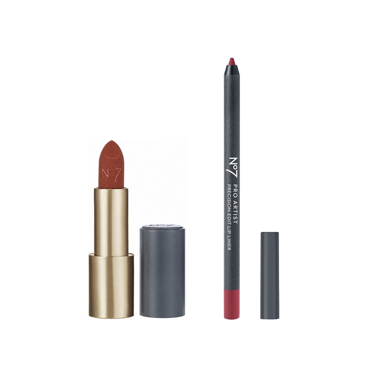 No7 Pro Artist Matt Muse Lipstick & Precision Lip Liner Spiced Velvet Bundle